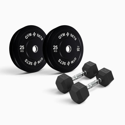 Olympic Bumper Plate & Hex Dumbbell Package
