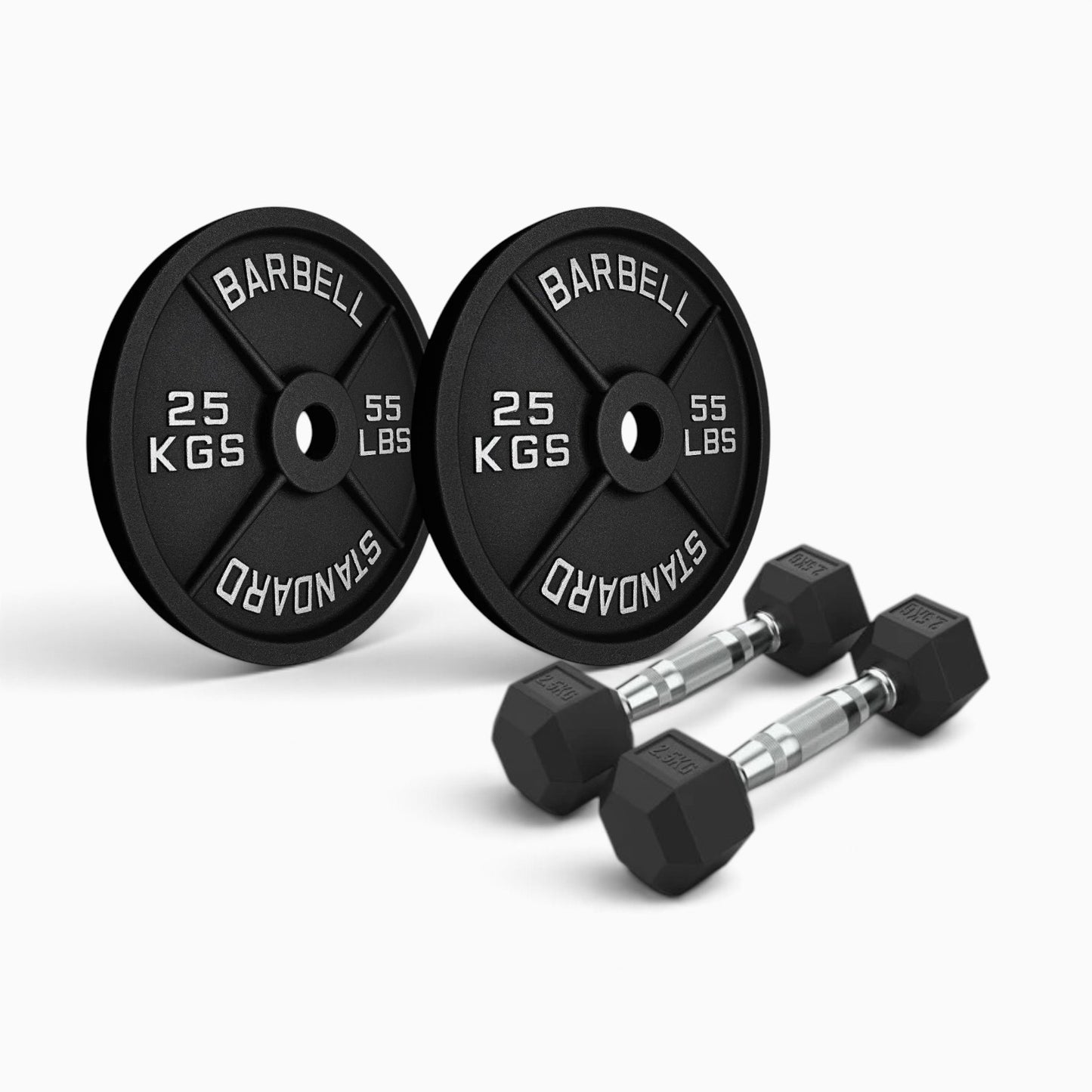 Cast Iron Plate & Hex Dumbbell Package
