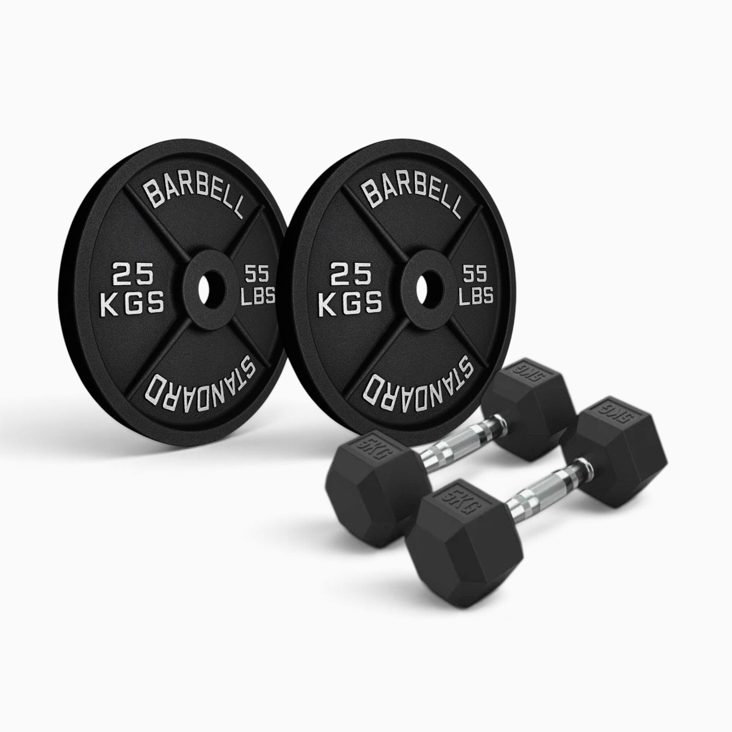 Cast Iron Plate & Hex Dumbbell Package