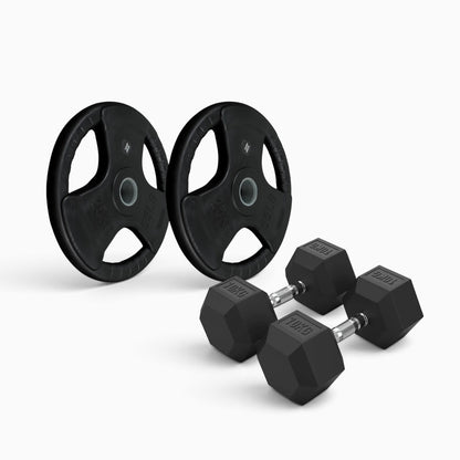 Tri Grip Plate & Dumbbell Package