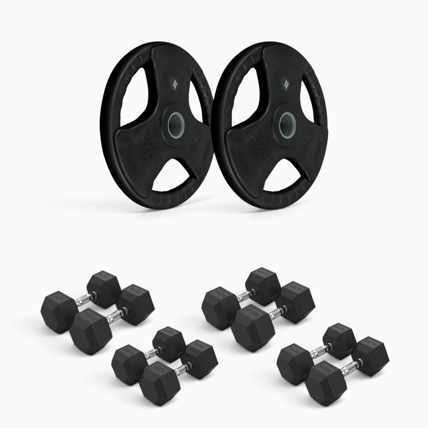 Tri Grip Plate & Dumbbell Package