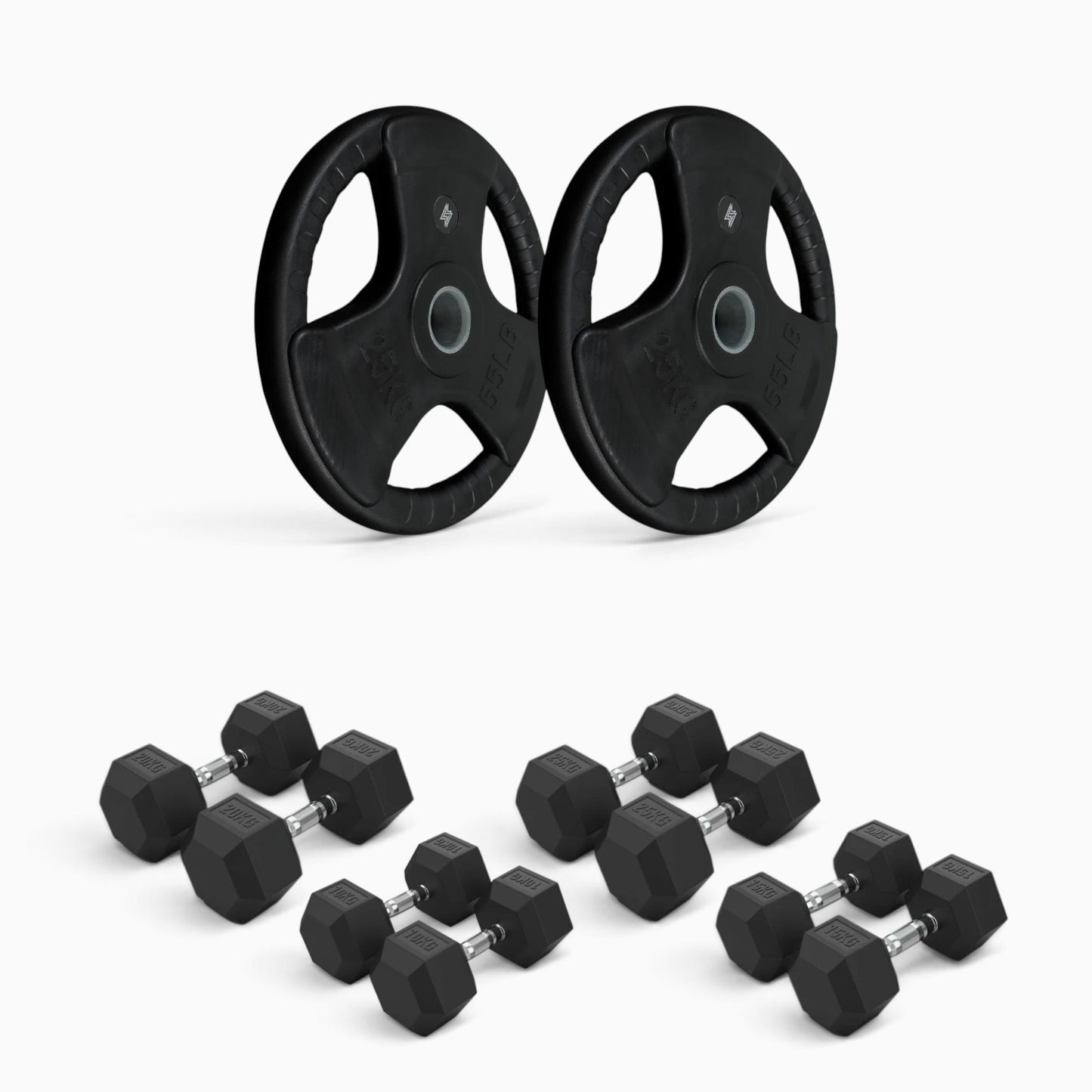 Tri Grip Plate & Dumbbell Package