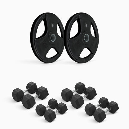 Tri Grip Plate & Dumbbell Package