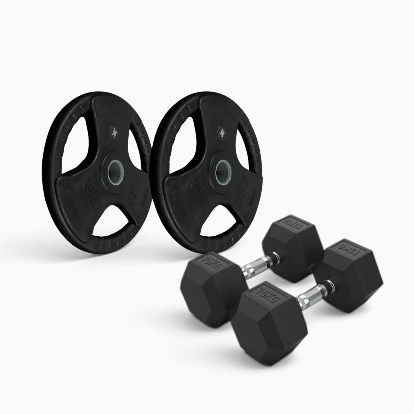 Tri Grip Plate & Dumbbell Package