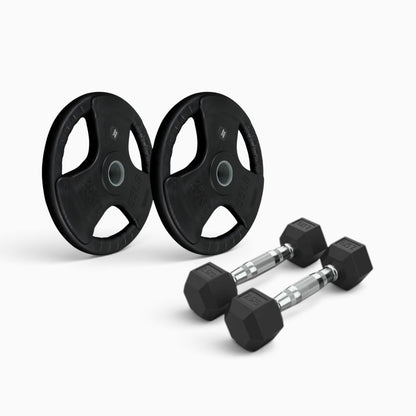 Tri Grip Plate & Dumbbell Package