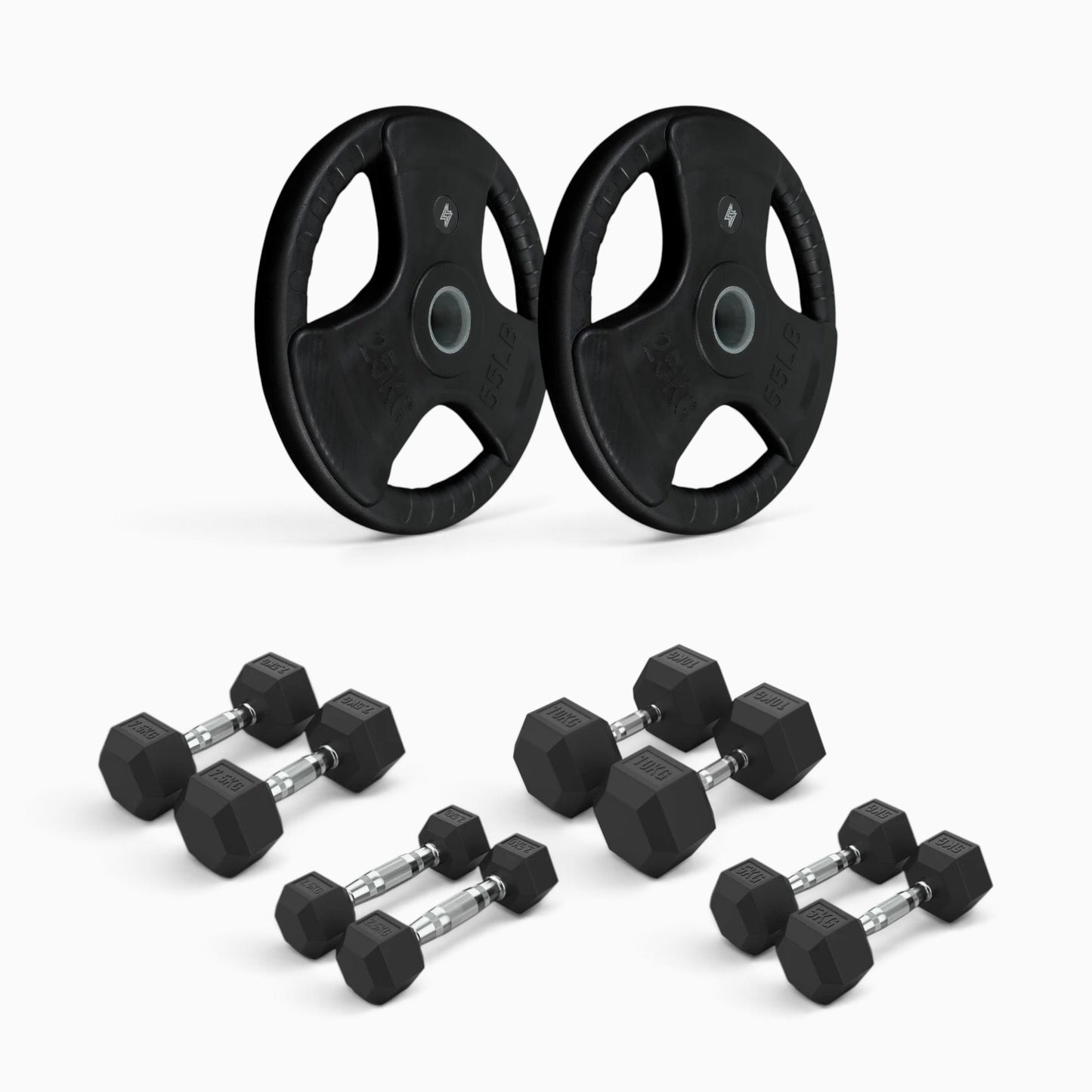 Tri Grip Plate & Dumbbell Package