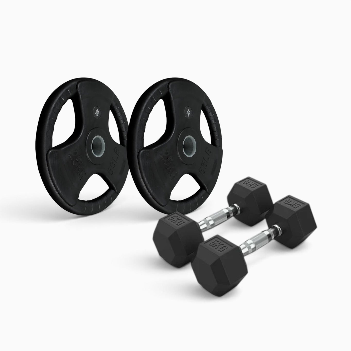 Tri Grip Plate & Dumbbell Package