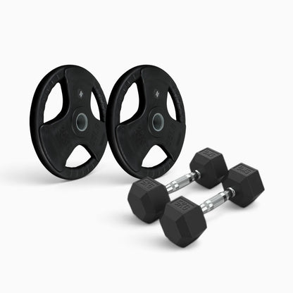 Tri Grip Plate & Dumbbell Package