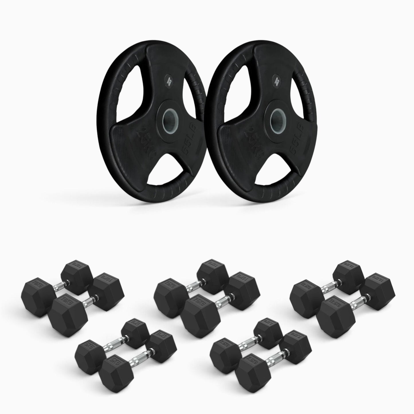 Tri Grip Plate & Dumbbell Package