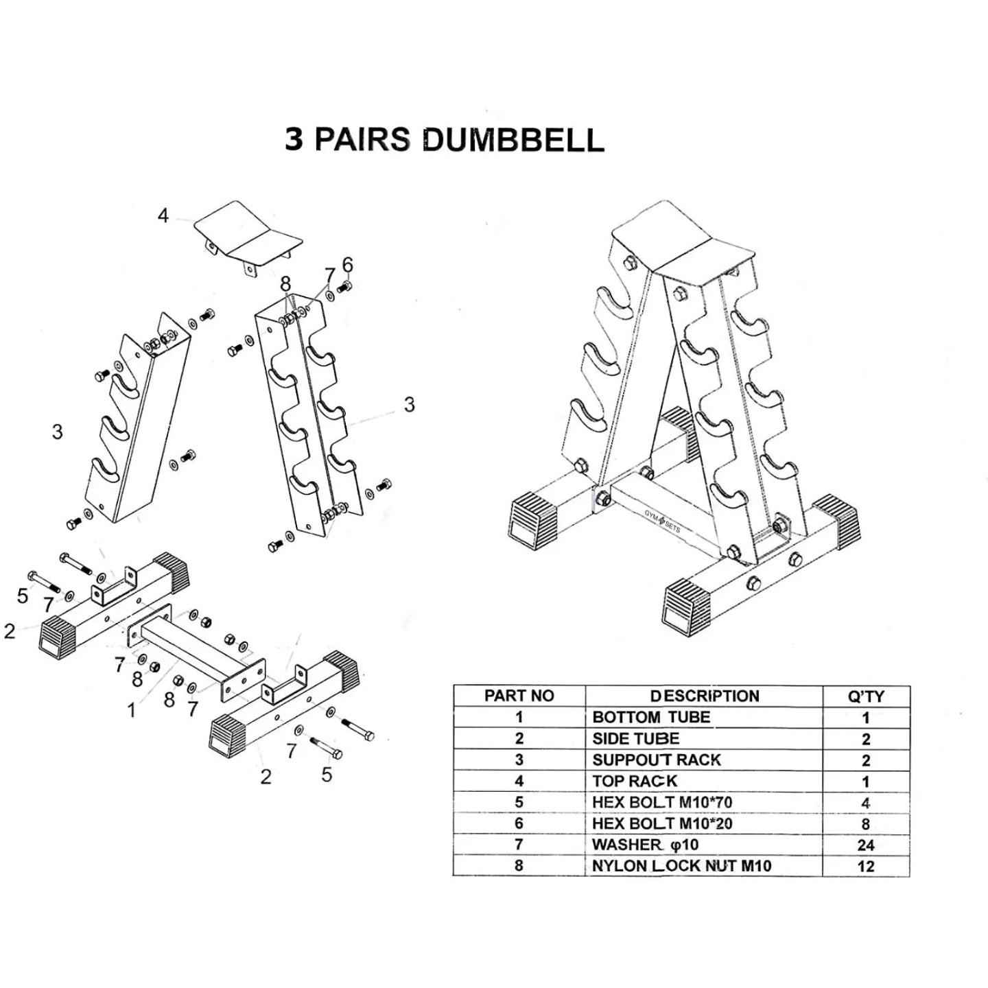 3 Tier Hex Dumbbell Tree Rack with Dumbbells 2.5-10kg Set Pair Weights3 Tier Hex Dumbbell Tree Rack with Dumbbells 2.5-10kg Set Pair Weights