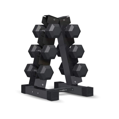 3 Tier Hex Dumbbell Tree Rack with Dumbbells 2.5-10kg Set Pair Weights