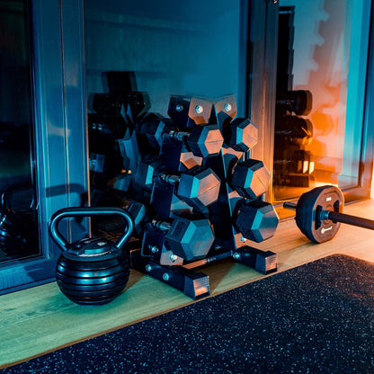 3 Tier Hex Dumbbell Tree Rack with Dumbbells 2.5-10kg Set Pair Weights