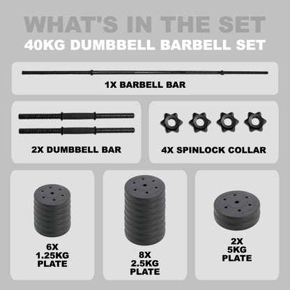 GymSets Adjustable Dumbbell Barbell Set V2