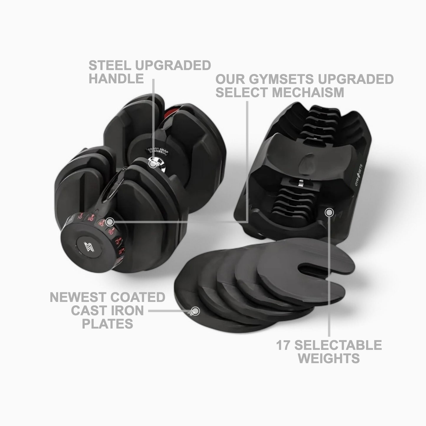 40kg Adjustable Dumbbell Pair Set With Rack, Bench Home Workout Weight