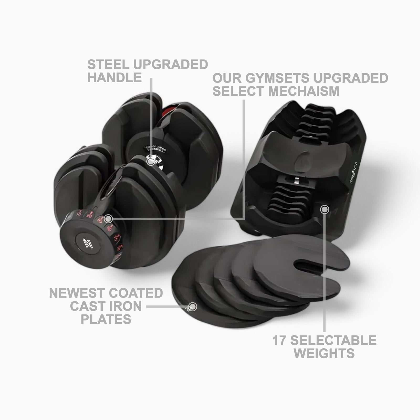 40kg Adjustable Dumbbell Pair Set With Rack, Bench Home Workout Weight