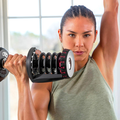 40kg Adjustable Dumbbell Pair Set With Rack, Bench Home Workout Weight