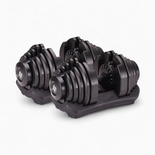 40kg Quick Dial Adjustable Dumbbell With 17 Steel Weights Plates