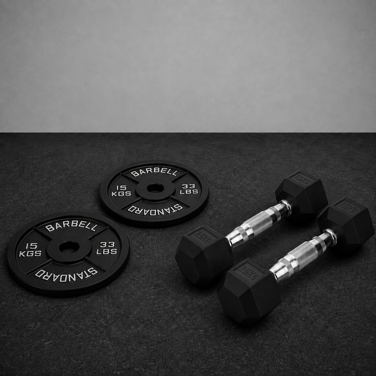 Cast Iron Plate & Hex Dumbbell Package