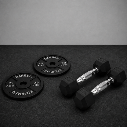 Cast Iron Plate & Hex Dumbbell Package