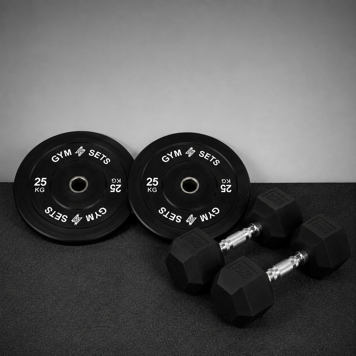 Olympic Bumper Plate & Hex Dumbbell Package