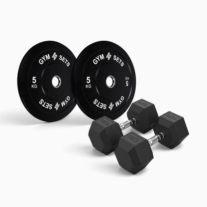 Olympic Bumper Plate & Hex Dumbbell Package
