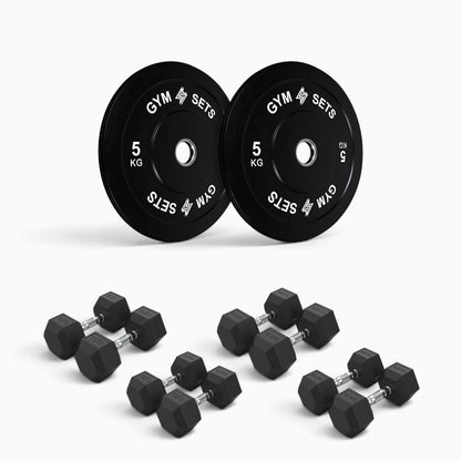 Olympic Bumper Plate & Hex Dumbbell Package