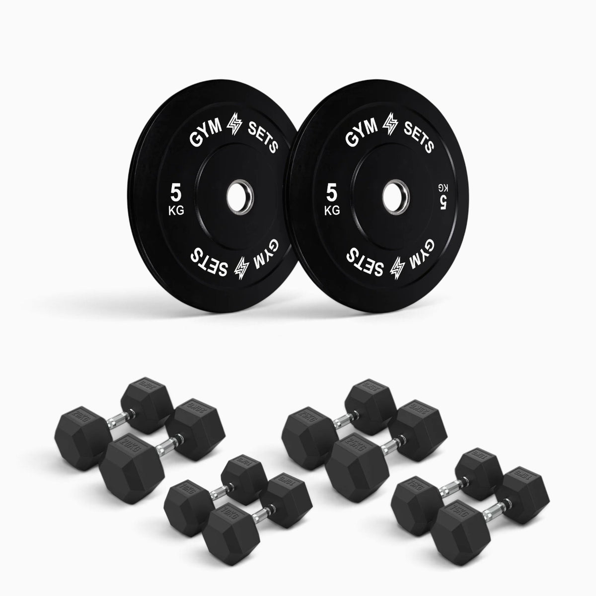 Olympic Bumper Plate & Hex Dumbbell Package