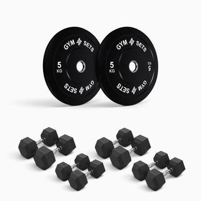 Olympic Bumper Plate & Hex Dumbbell Package