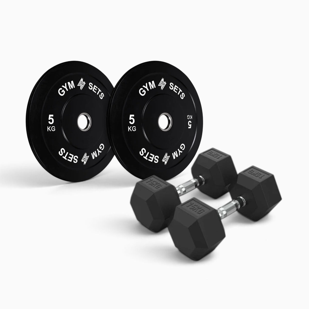 Olympic Bumper Plate & Hex Dumbbell Package