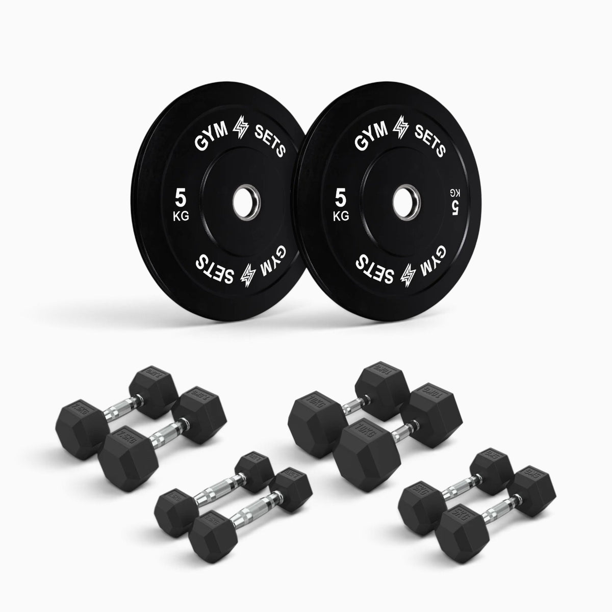 Olympic Bumper Plate & Hex Dumbbell Package