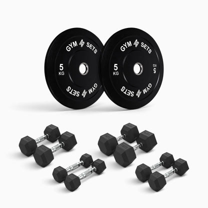 Olympic Bumper Plate & Hex Dumbbell Package