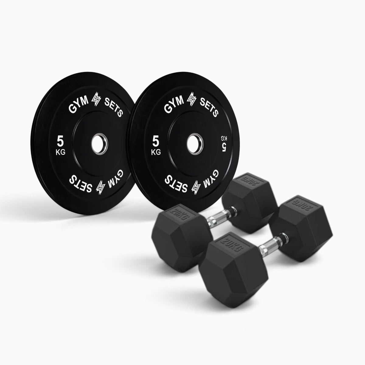 Olympic Bumper Plate & Hex Dumbbell Package