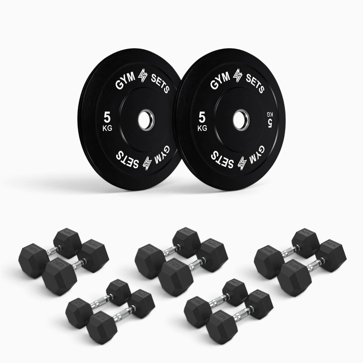 Olympic Bumper Plate & Hex Dumbbell Package