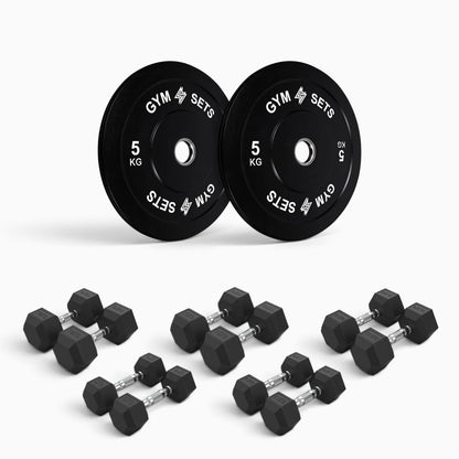 Olympic Bumper Plate & Hex Dumbbell Package