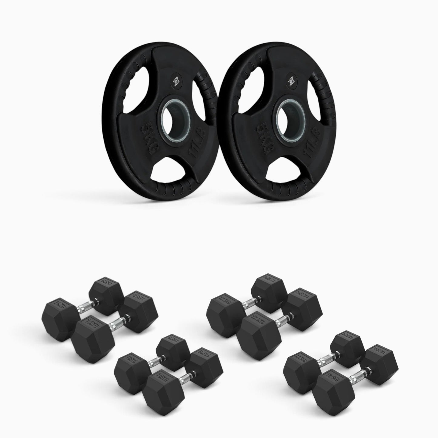 Tri Grip Plate & Dumbbell Package
