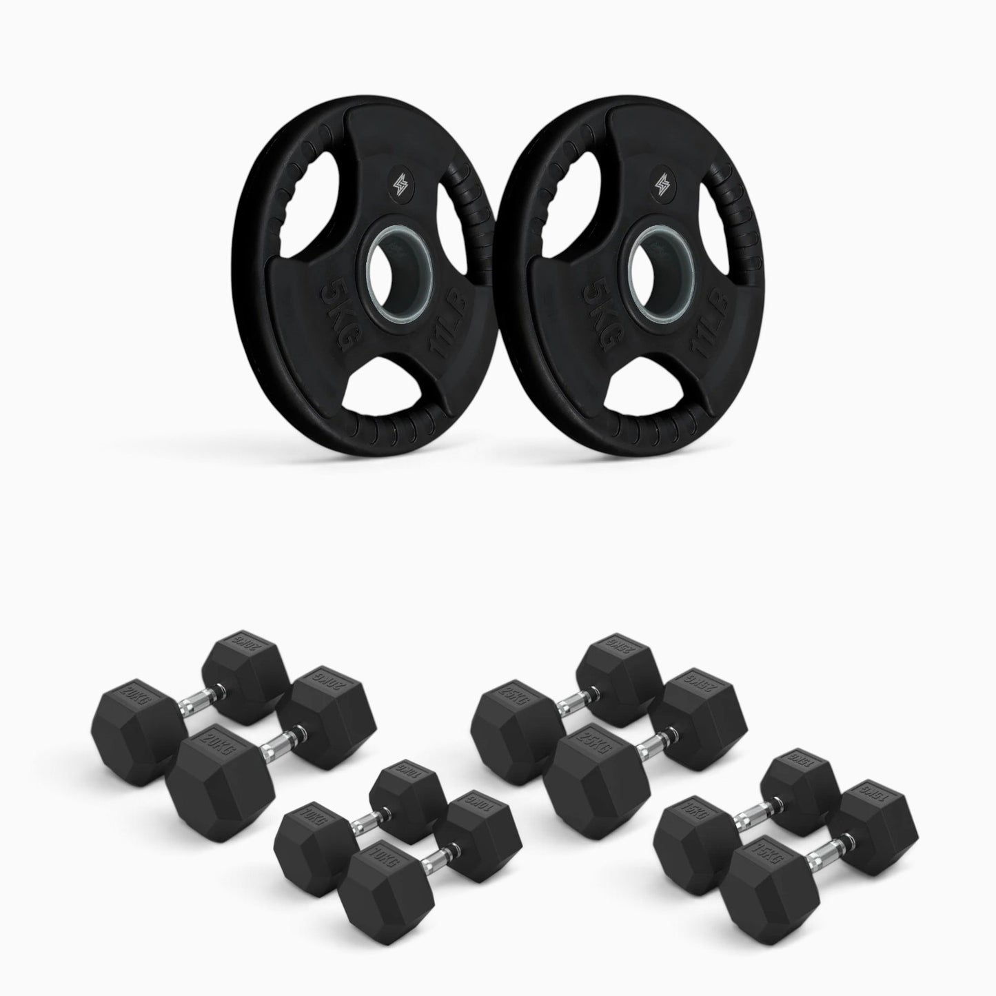 Tri Grip Plate & Dumbbell Package
