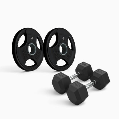 Tri Grip Plate & Dumbbell Package
