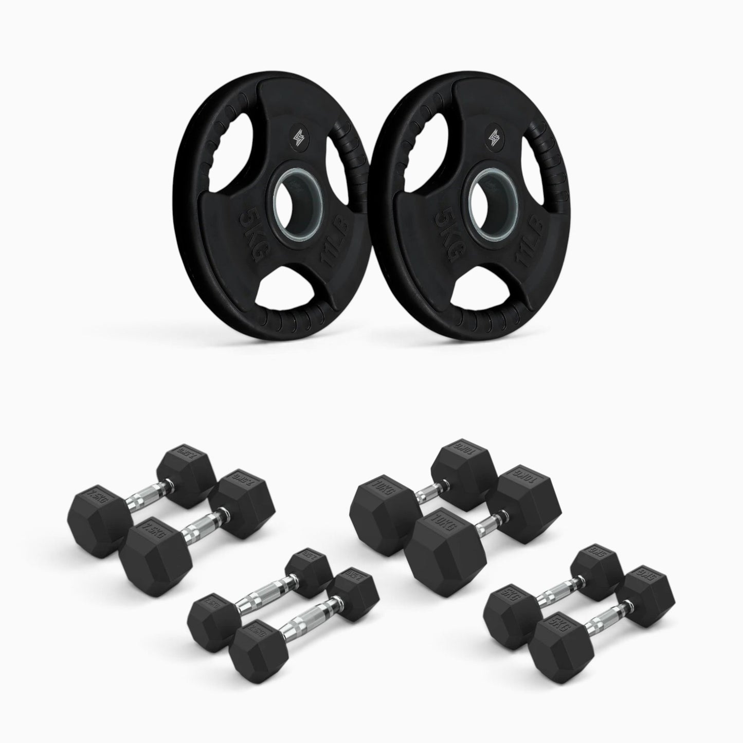 Tri Grip Plate & Dumbbell Package