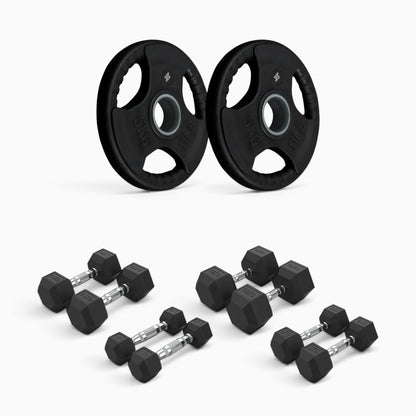Tri Grip Plate & Dumbbell Package