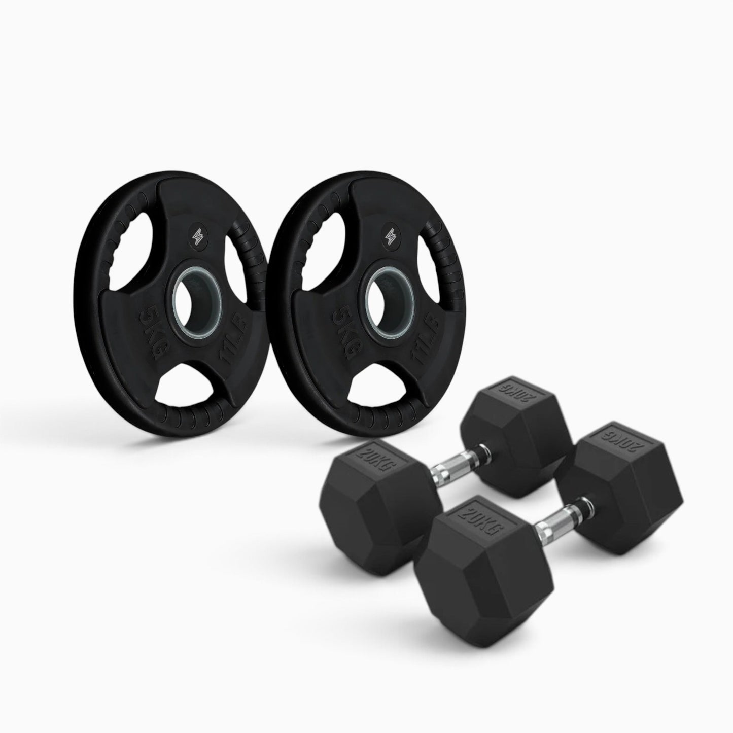 Tri Grip Plate & Dumbbell Package