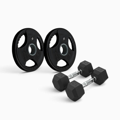 Tri Grip Plate & Dumbbell Package