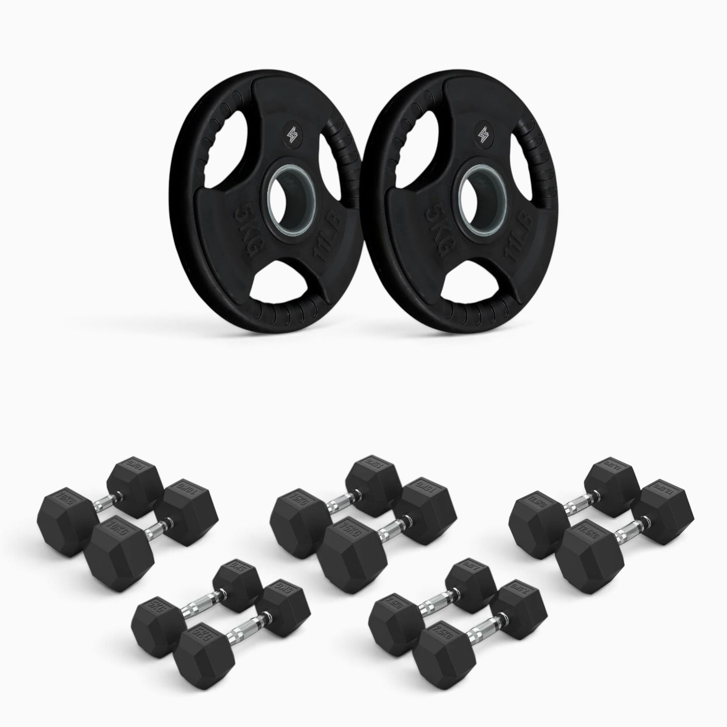 Tri Grip Plate & Dumbbell Package