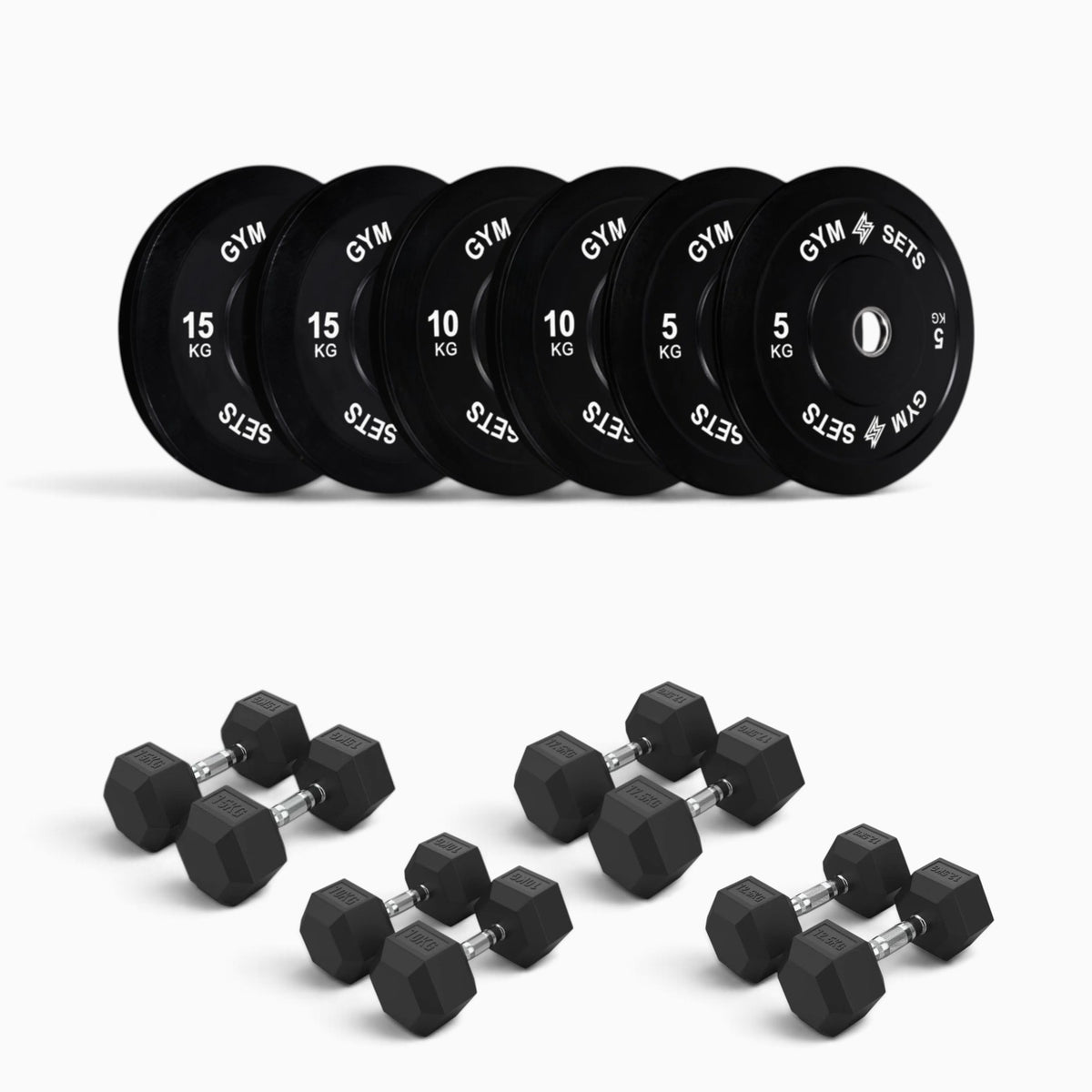 Olympic Bumper Plate & Hex Dumbbell Package