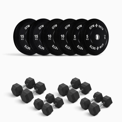 Olympic Bumper Plate & Hex Dumbbell Package