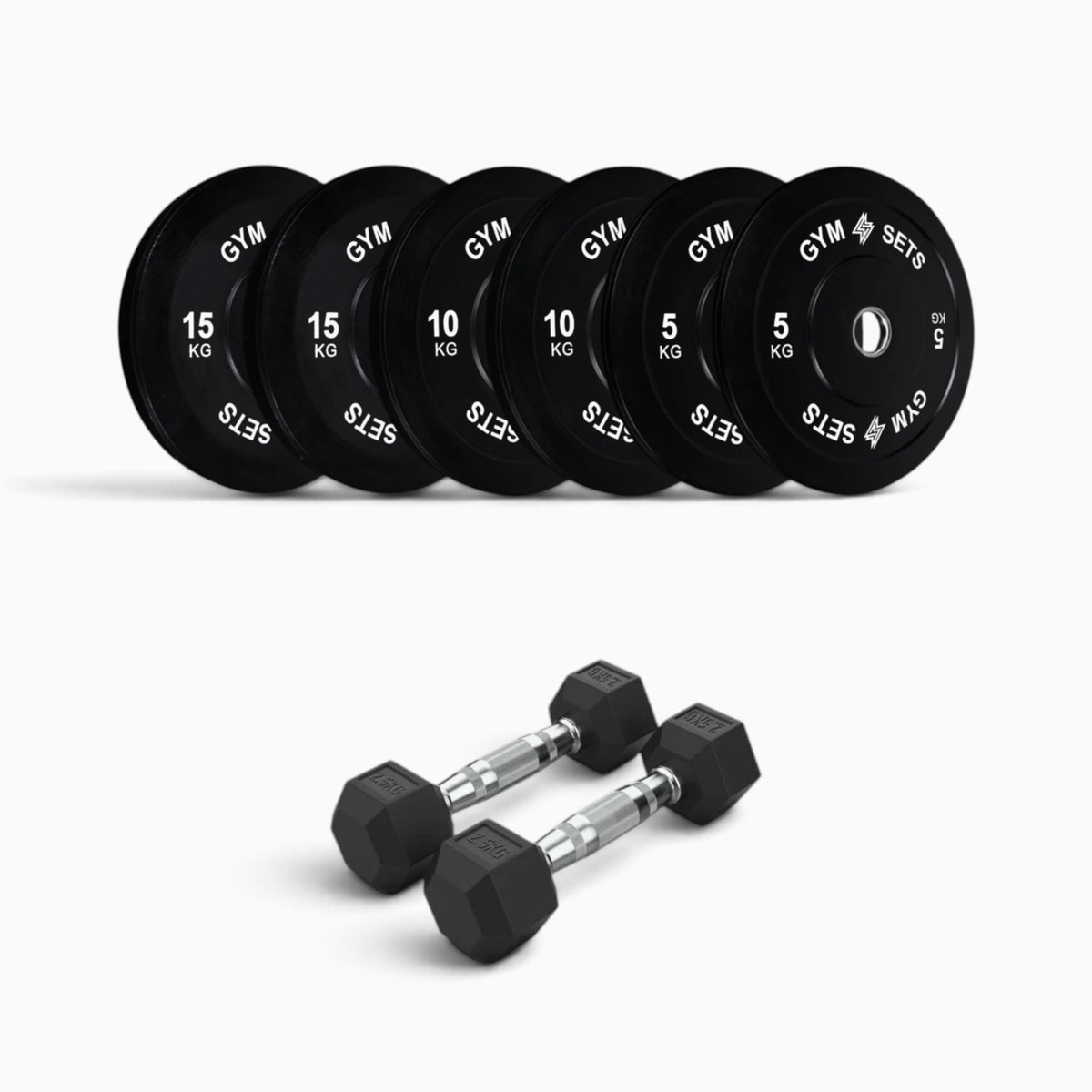 Olympic Bumper Plate & Hex Dumbbell Package