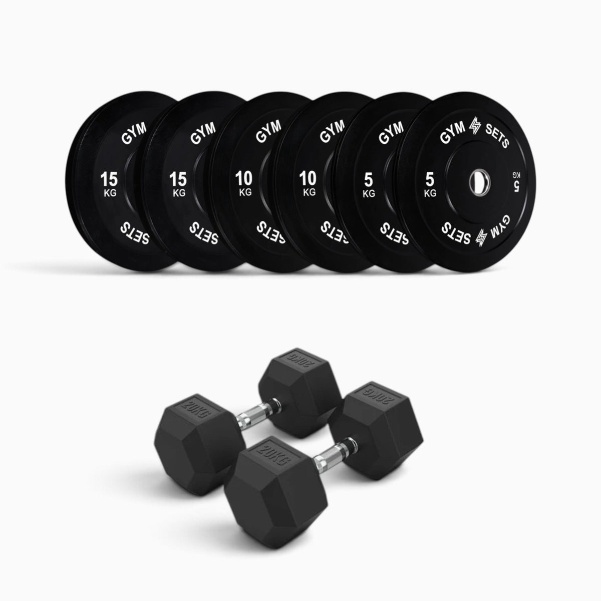 Olympic Bumper Plate & Hex Dumbbell Package