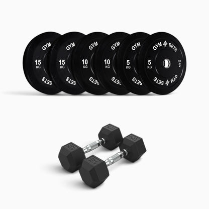 Olympic Bumper Plate & Hex Dumbbell Package