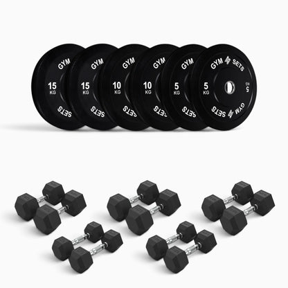 Olympic Bumper Plate & Hex Dumbbell Package