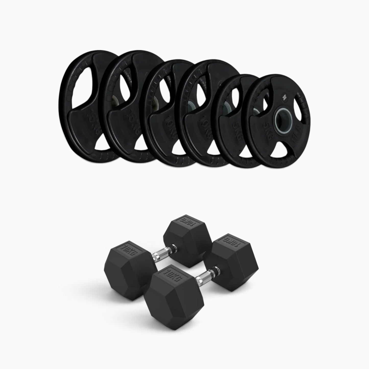 Tri Grip Plate & Dumbbell Package