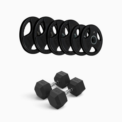 Tri Grip Plate & Dumbbell Package